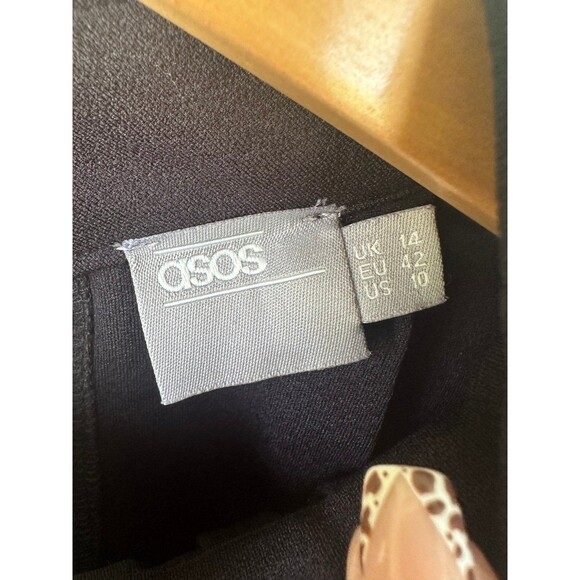 ASOS Women's Shoulder Cut Out Back Keyhole Pleated Flare Sheath Dress 10 - Picture 5 of 7